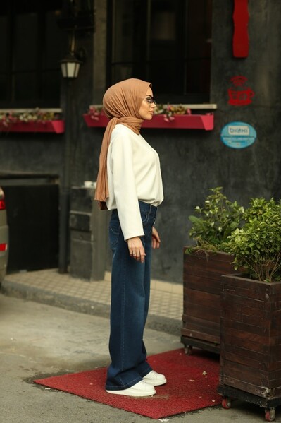 Neways - 1056-Denim Bol Paça Pantolon Lacivert