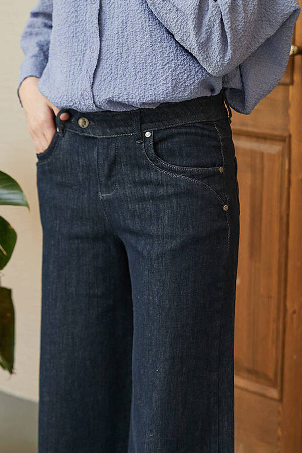 1067-Denim Bol Paça Pantolon Füme