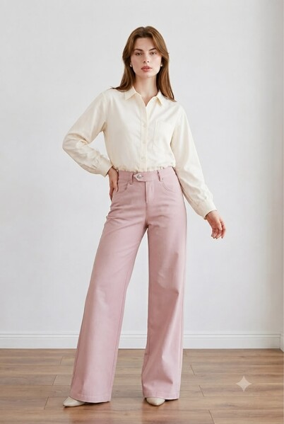 Neways - 1067-Denim Bol Paça Pantolon Pudra