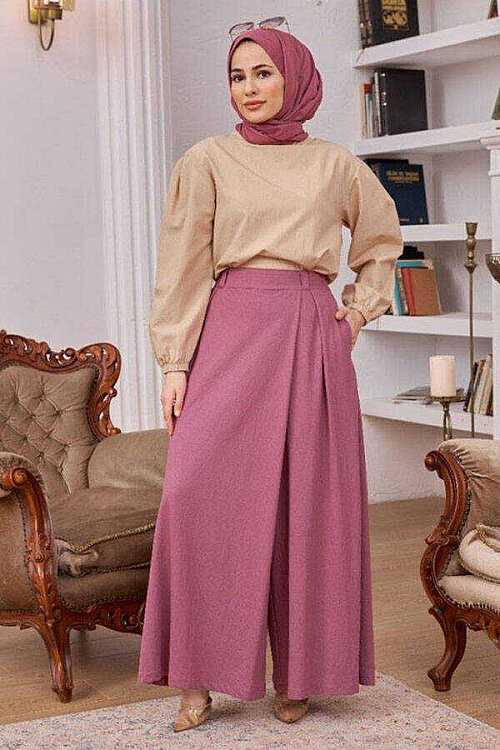 1073-Ancelina Pantolon etek Lila - 2