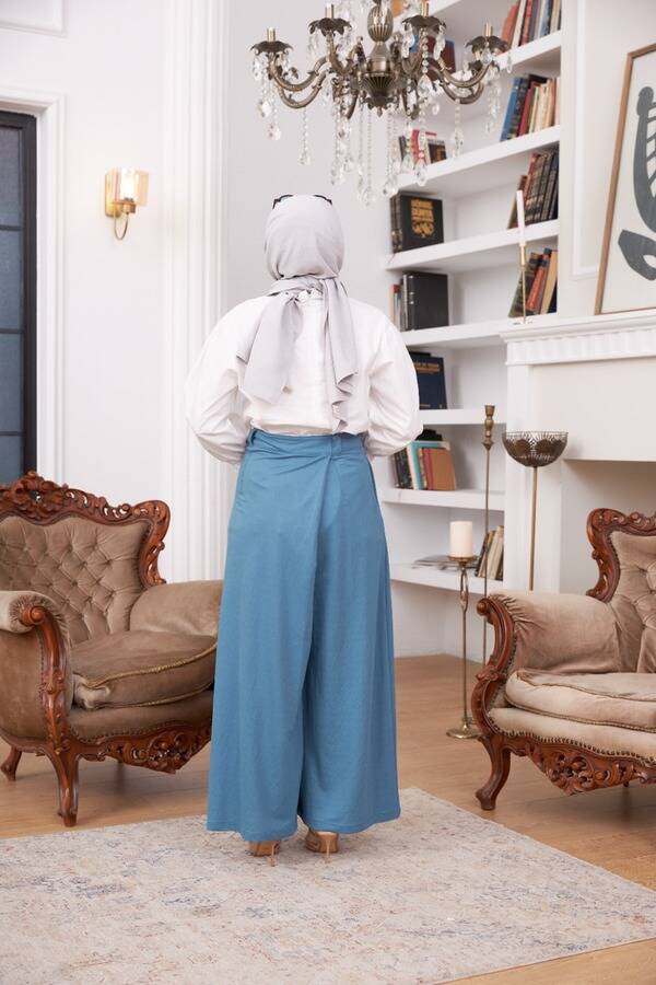 1073-Ancelina Pantolon etek İndigo