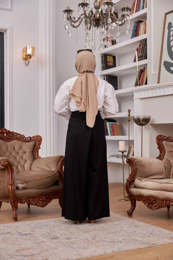 1073-Ancelina Pantolon etek Siyah