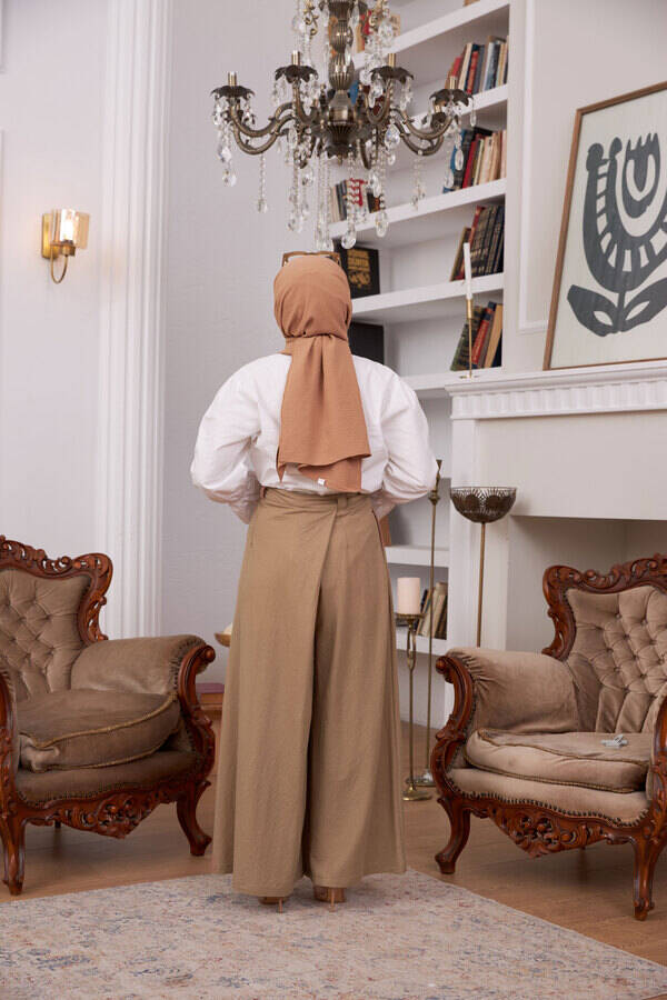 1073-Ancelina Pantolon etek Vizon