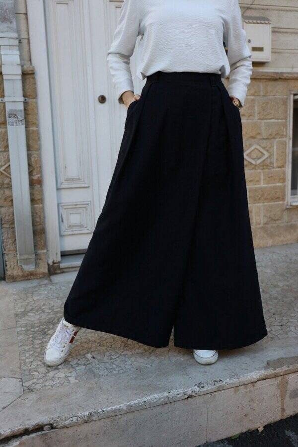 1073-DENİM PANTOLON ETEK Blue Black