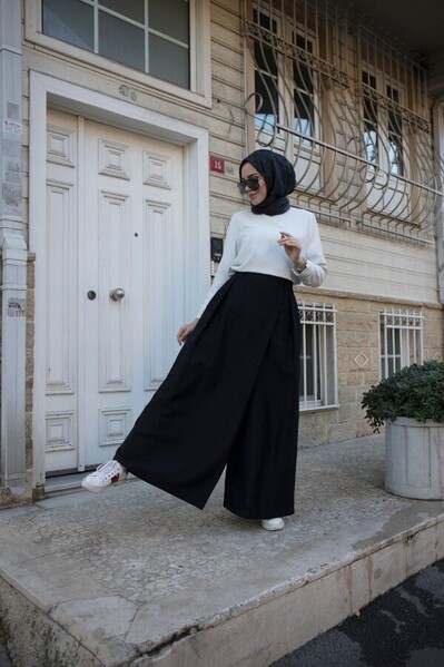 Neways - 1073-DENİM PANTOLON ETEK Blue Black
