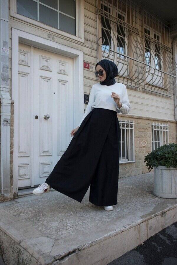 1073-DENİM PANTOLON ETEK Blue Black