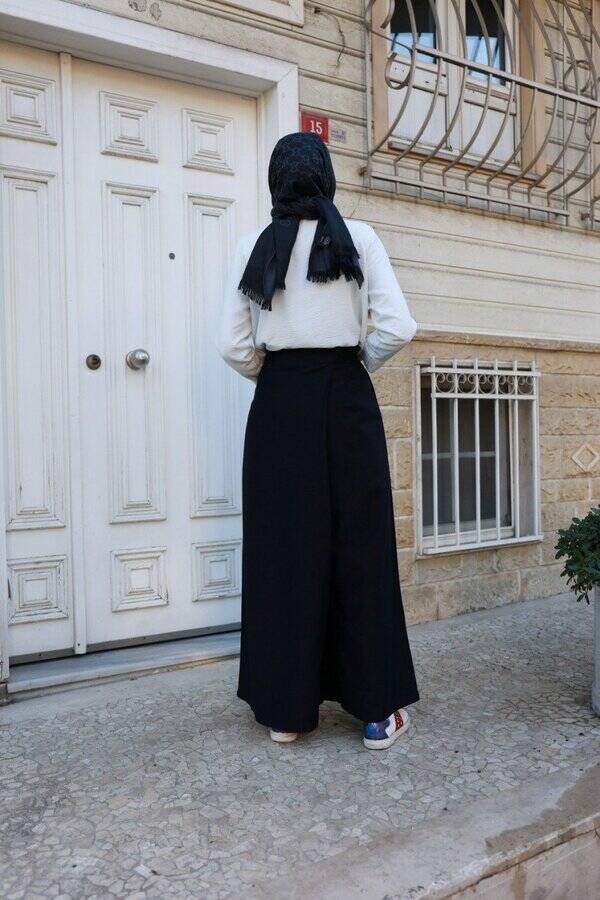 1073-DENİM PANTOLON ETEK Blue Black