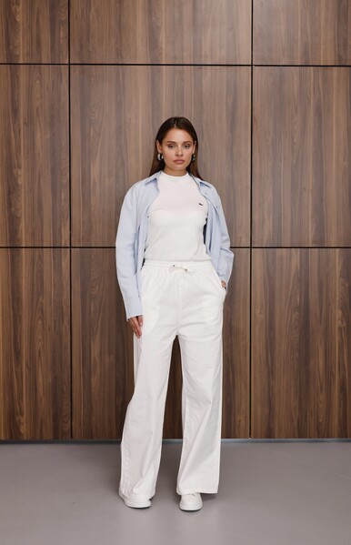 Neways - 1105-Lastikli Denim Pantolon Beyaz