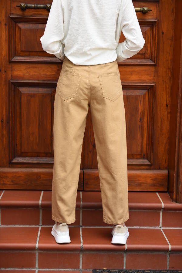 1131-DENİM MOM JEANS PANTOLON Bej