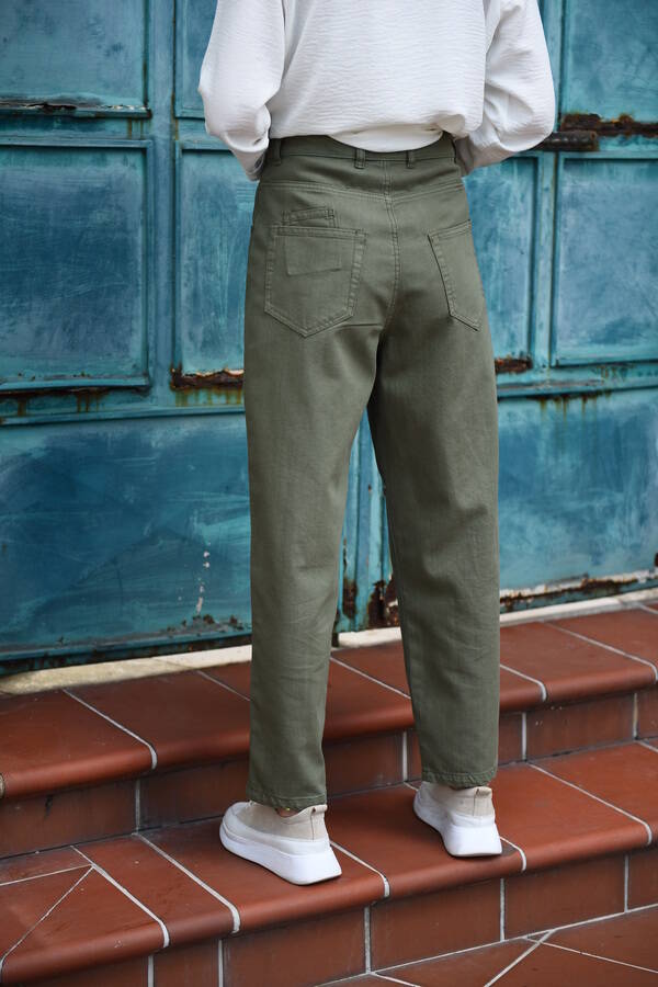 1131-DENİM MOM JEANS PANTOLON Haki
