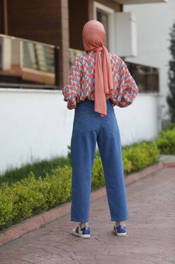 1131-DENİM MOM JEANS PANTOLON Koyu Mavi
