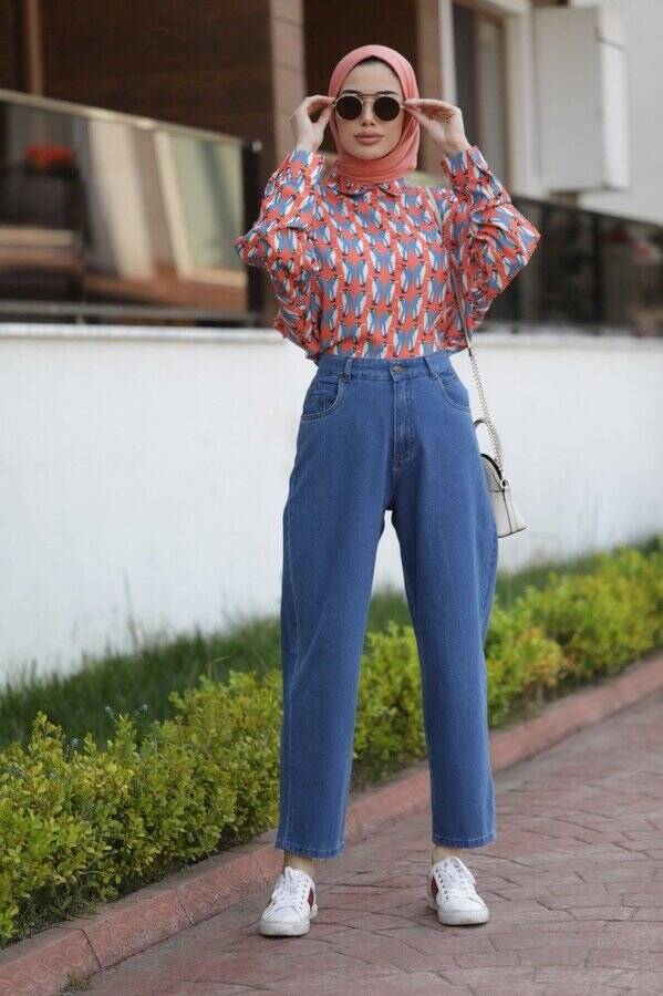 1131-DENİM MOM JEANS PANTOLON Koyu Mavi