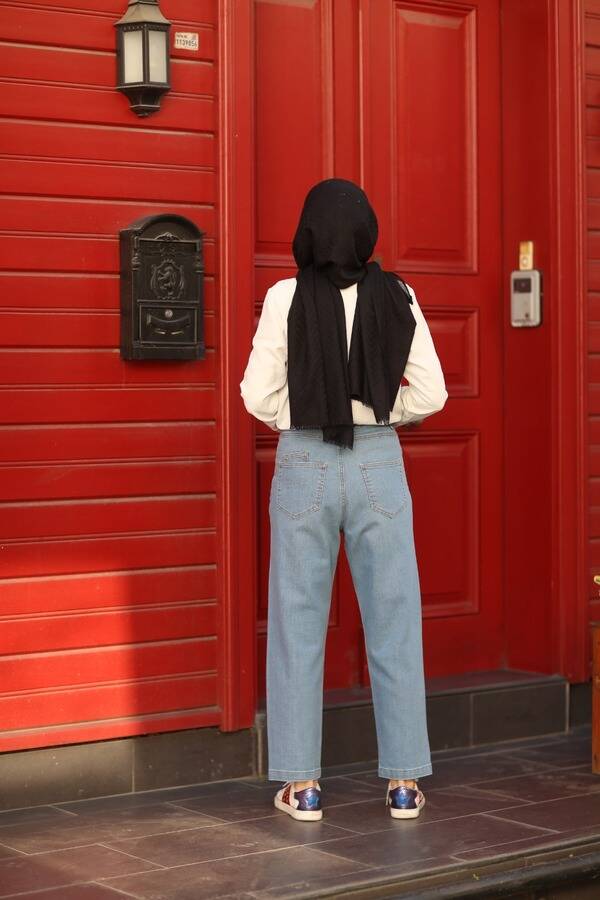 1131-DENİM MOM JEANS PANTOLON Mavi