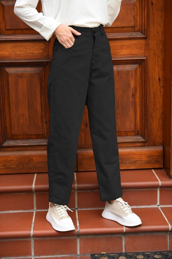1131-DENİM MOM JEANS PANTOLON Siyah