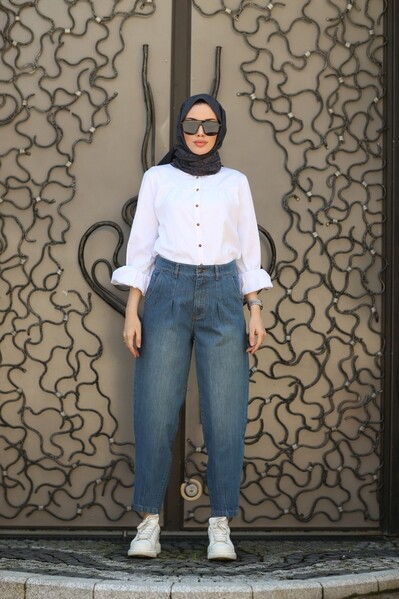 Neways - 1143-Denim Pensli Pantolon Koyu Mavi