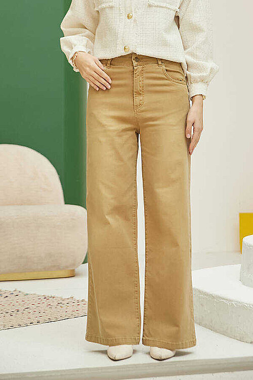 1145-Denim Pantolon Bej - 2