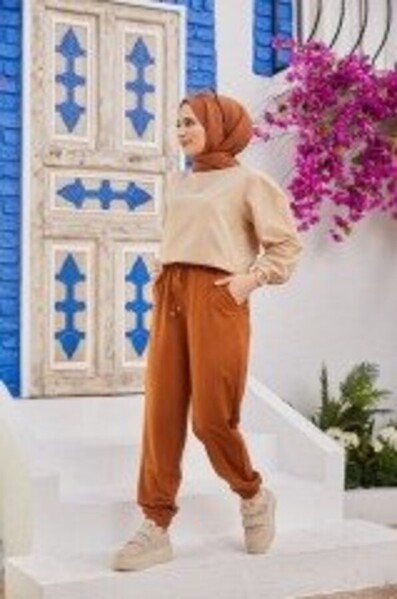 Neways - 1151-Ancelina Lastikli Pantolon Kiremit Neways - 1151-Ancelina Lastikli Pantolon Kiremit