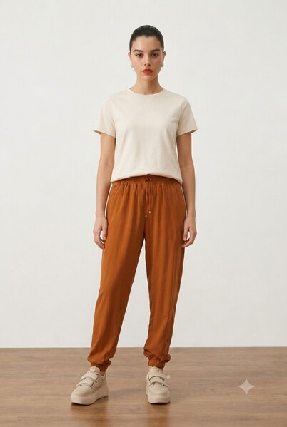 Neways - 1151-Ancelina Lastikli Pantolon Kiremit