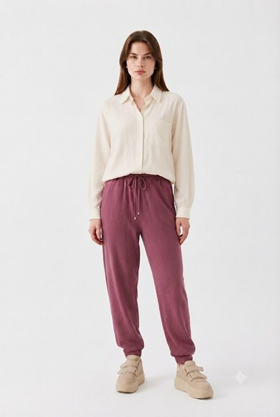Neways - 1151-Ancelina Lastikli Pantolon Lila