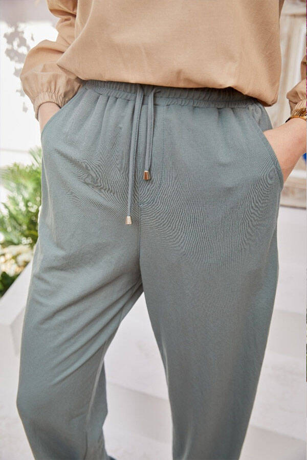 1151-Ancelina Lastikli Pantolon Mint Yeşili