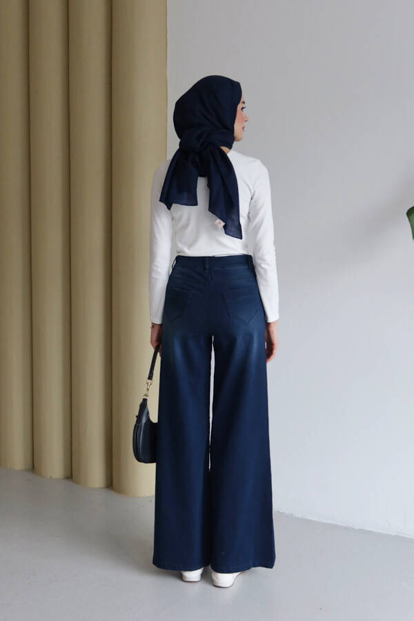 1152- Denim Bol paça Pantolon Lacivert
