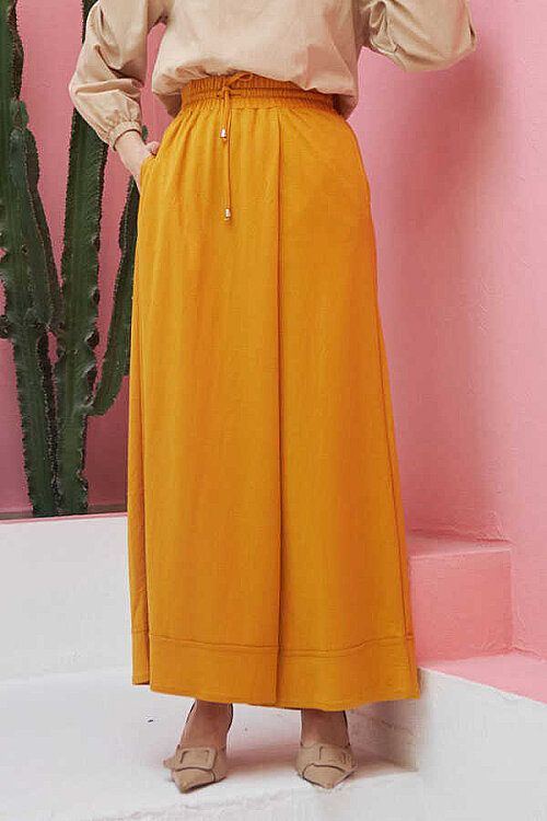 1155-Ancelina Pantolon Etek Hardal - 7