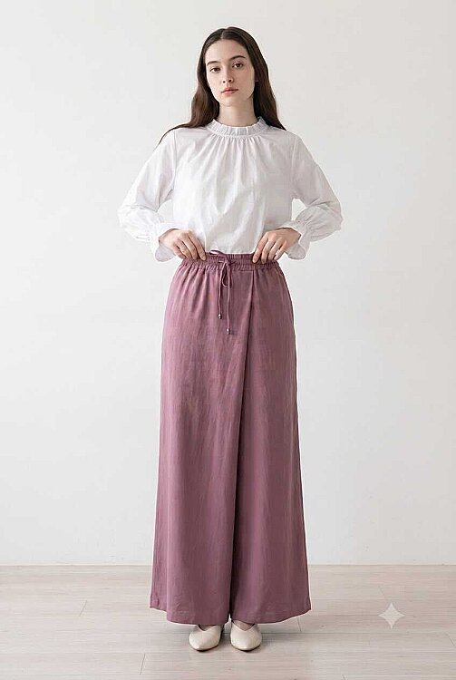 1155-Ancelina Pantolon Etek Lila - 2