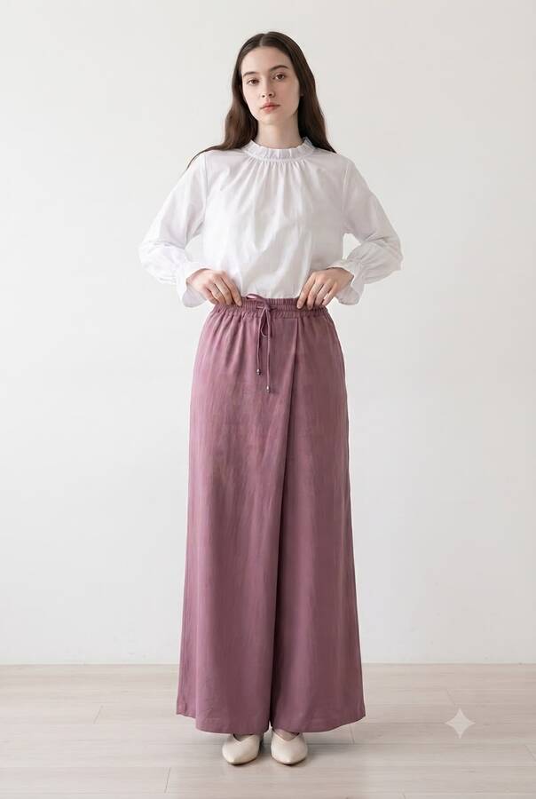 1155-Ancelina Pantolon Etek Lila