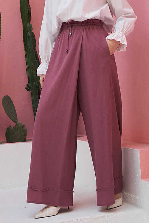 1155-Ancelina Pantolon Etek Lila - 8
