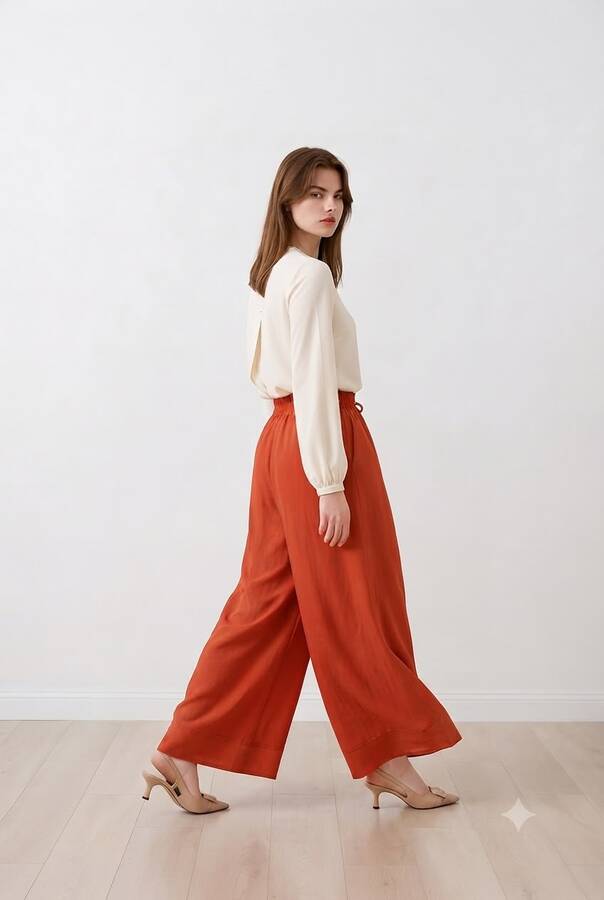 1155-Ancelina Pantolon Etek Kiremit