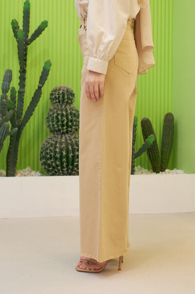 Neways - 1160-Bol Paça Püsküllü Pantolon Bej