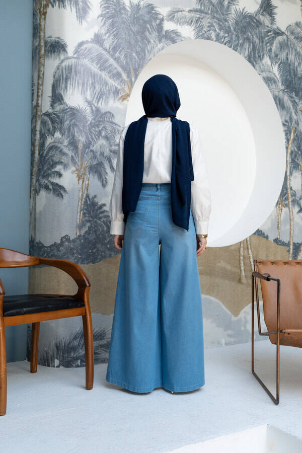 1162-Denim Pantolon Etek Açık Mavi