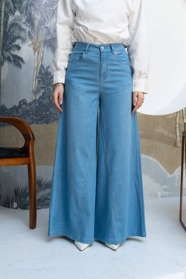 1162-Denim Pantolon Etek Açık Mavi