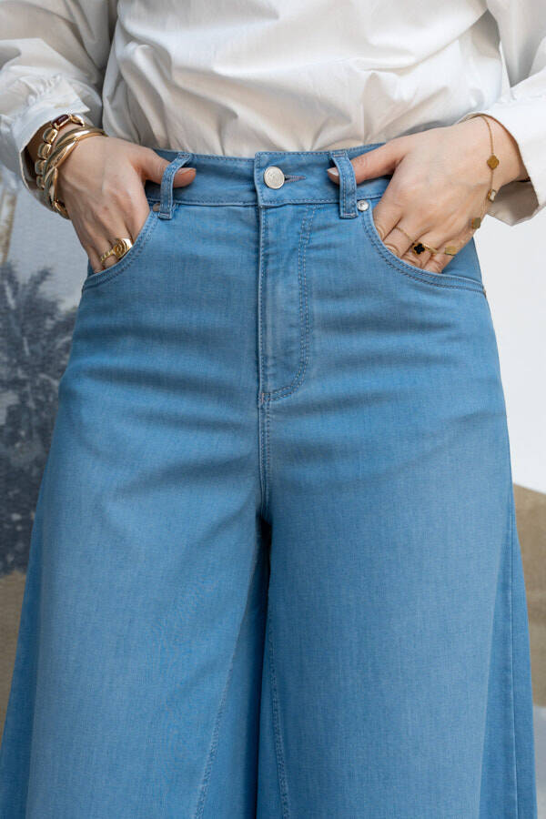 1162-Denim Pantolon Etek Açık Mavi
