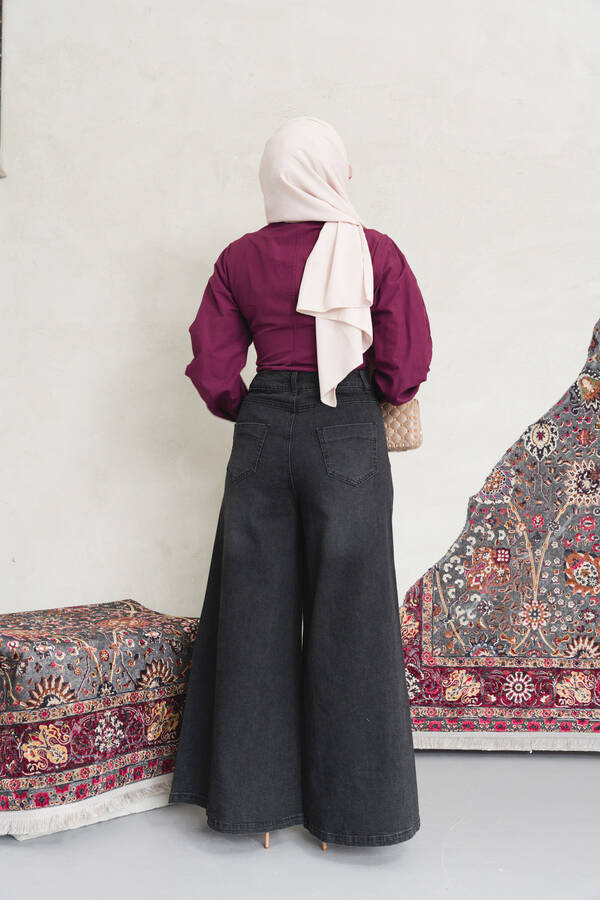 1162-Denim Pantolon Etek Füme