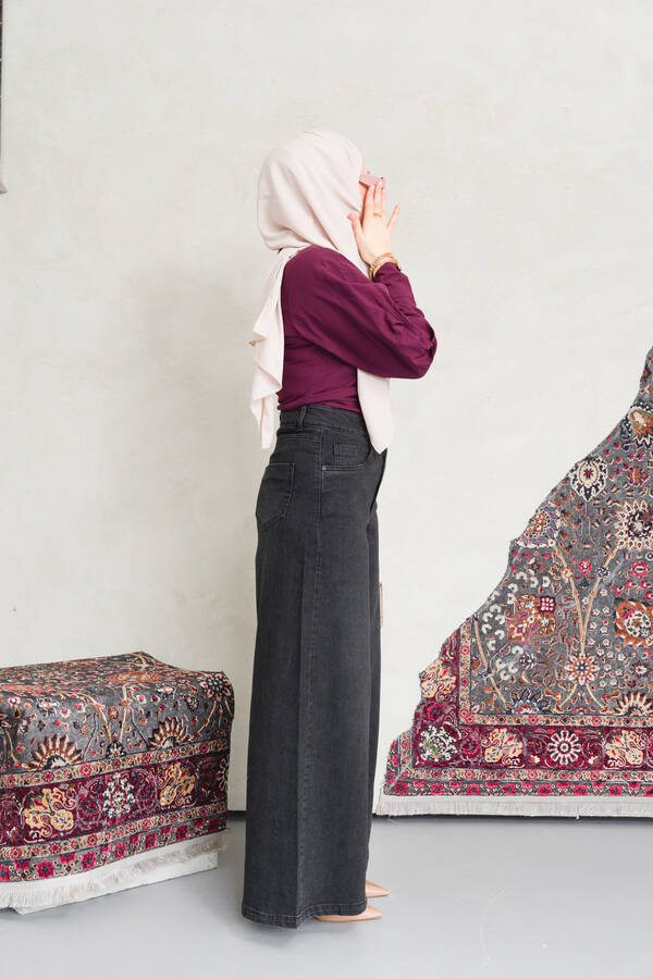1162-Denim Pantolon Etek Füme