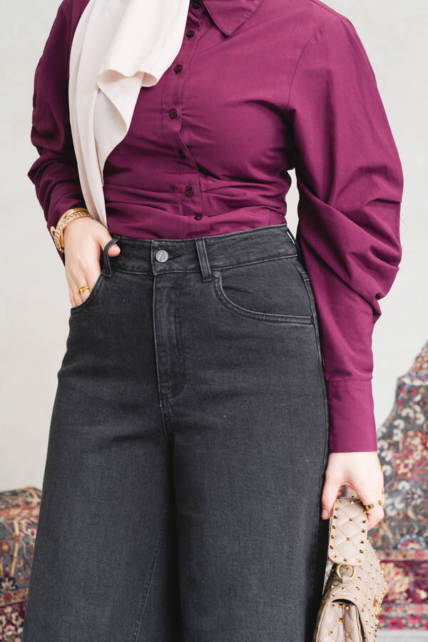1162-Denim Pantolon Etek Füme