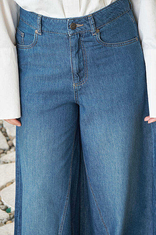 1162-Denim Pantolon Etek Koyu Mavi - 4