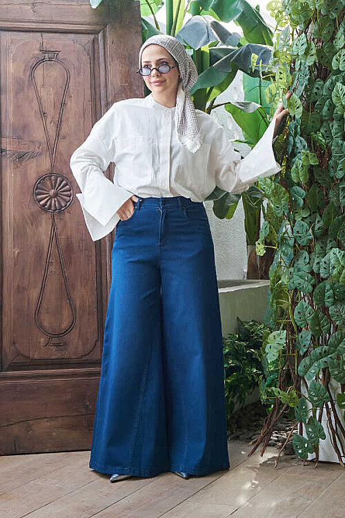 1162-Denim Pantolon Etek Lacivert - 2
