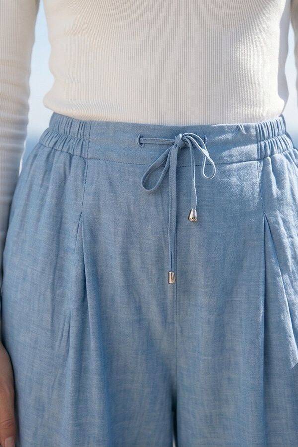 1167-Denim Bol Paça Pantolon Mavi