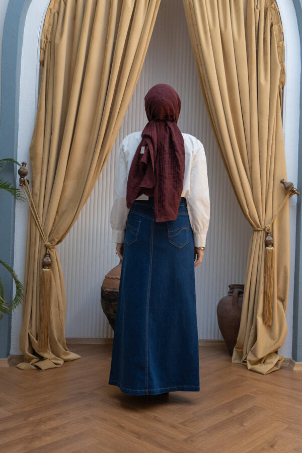 2058-Denim Etek Koyu Mavi