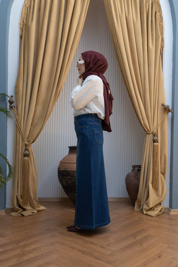2058-Denim Etek Koyu Mavi