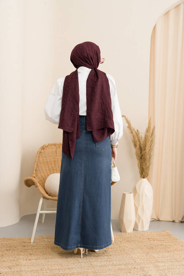 2058-Denim Etek Koyu Mavi