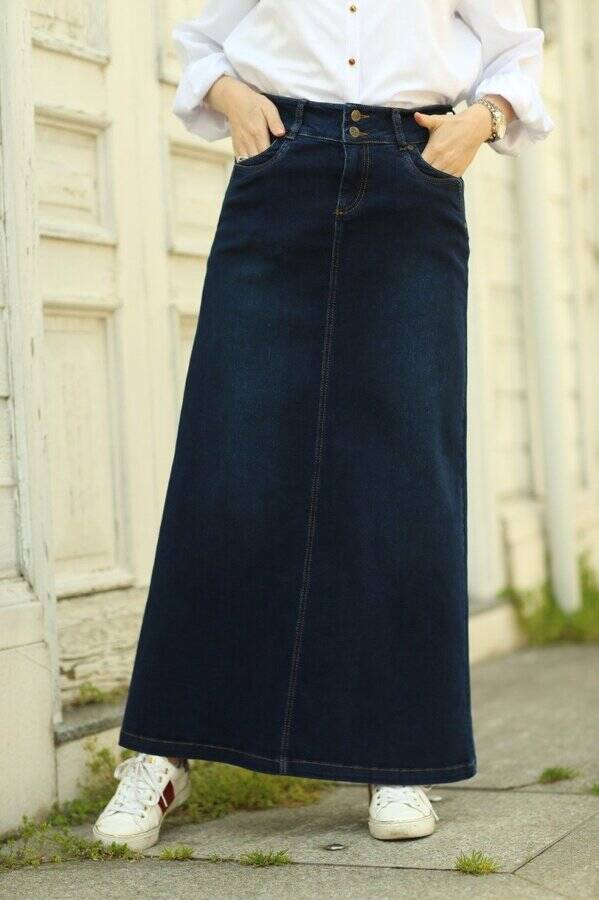 2058- Denim Etek Lacivert