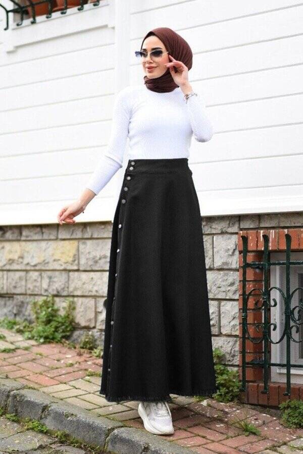 2140-DENİM MEVLANA KOT ETEK Blue Black