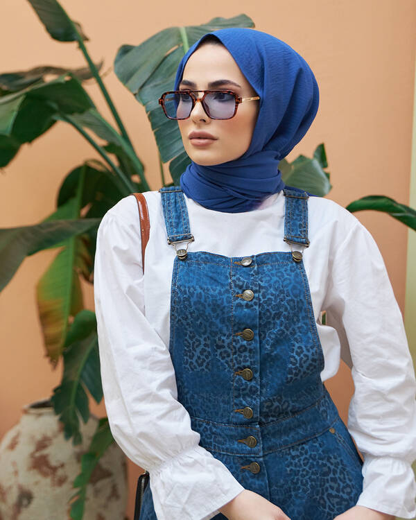 2210-Denim Efsanem Mevlana salopet Koyu Mavi