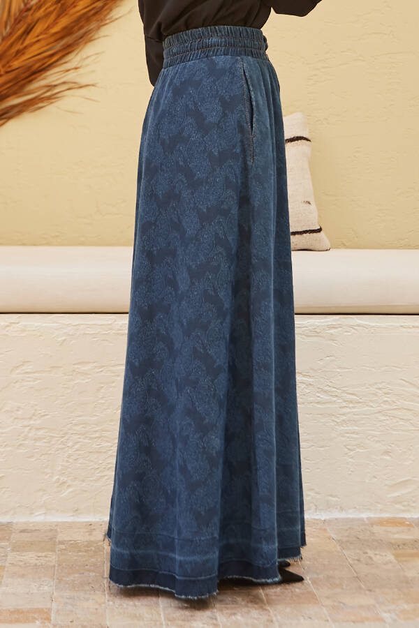 2215-Denim Efsanem Mevlana Etek Koyu Mavi