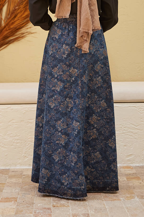 2215-Denim Efsanem Mevlana Etek Koyu Mavi