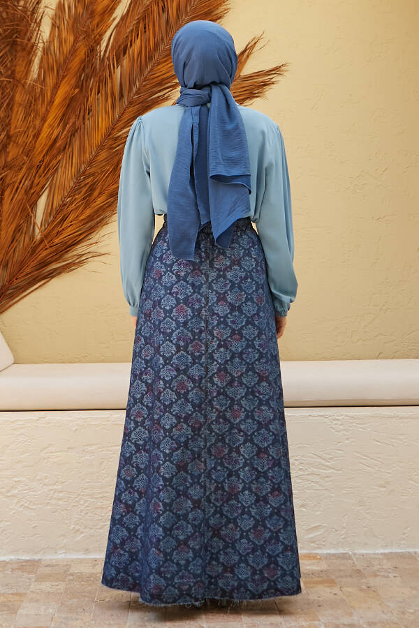 2215-Denim Efsanem Mevlana Etek Koyu Mavi