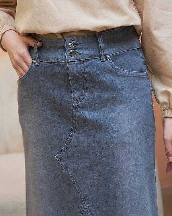 2239-Denim  Etek Gri - 3